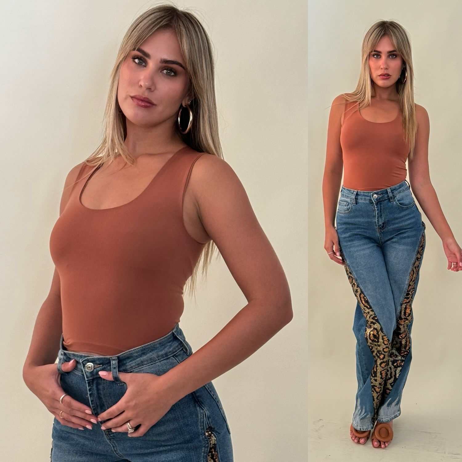 Camel Round Neck Top (One Size)