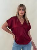 Wine V Neck Blouse