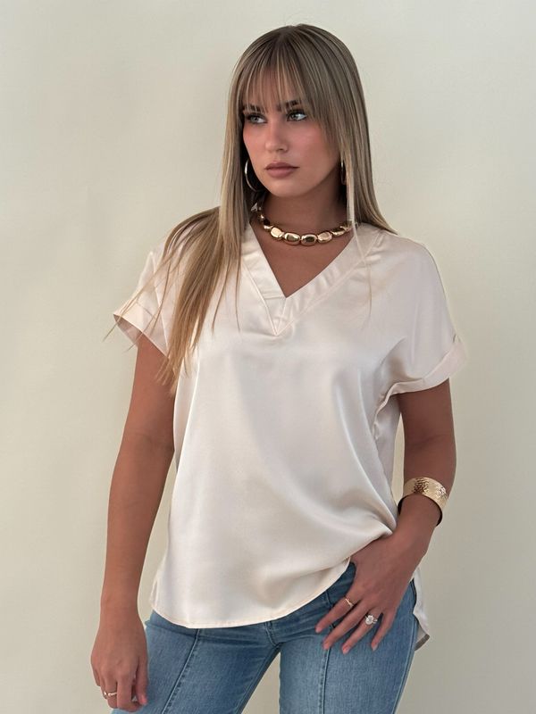 Ivory V-neck Blouse