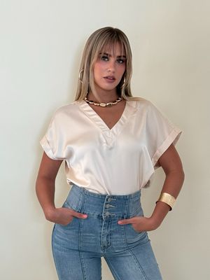 Ivory V-neck Blouse