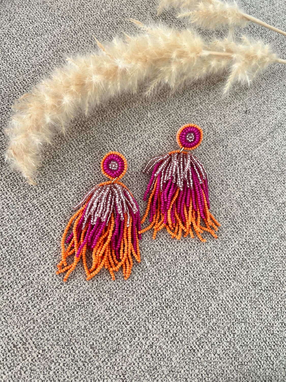Orange Fuchsia Handcrafted Earrings