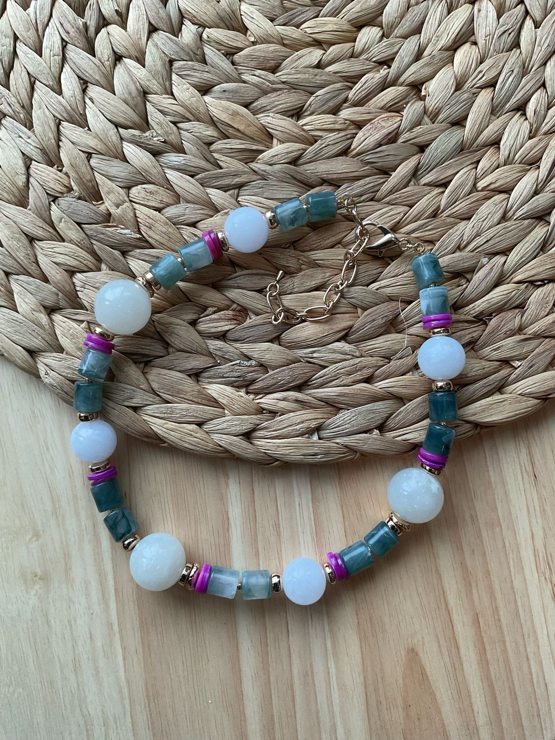 White Stone Beaded Necklace