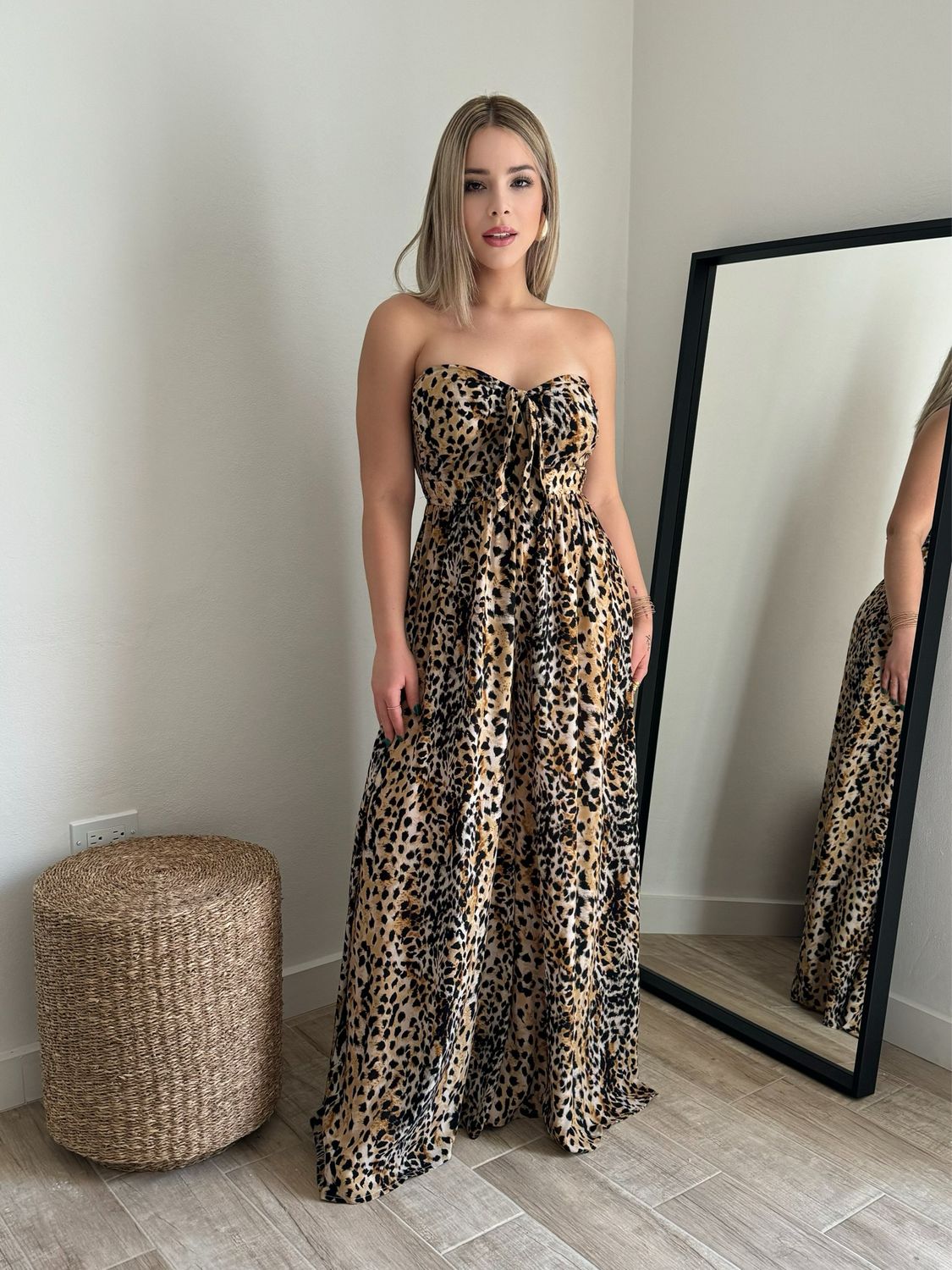 Animal Print Strapless Jumpsuit