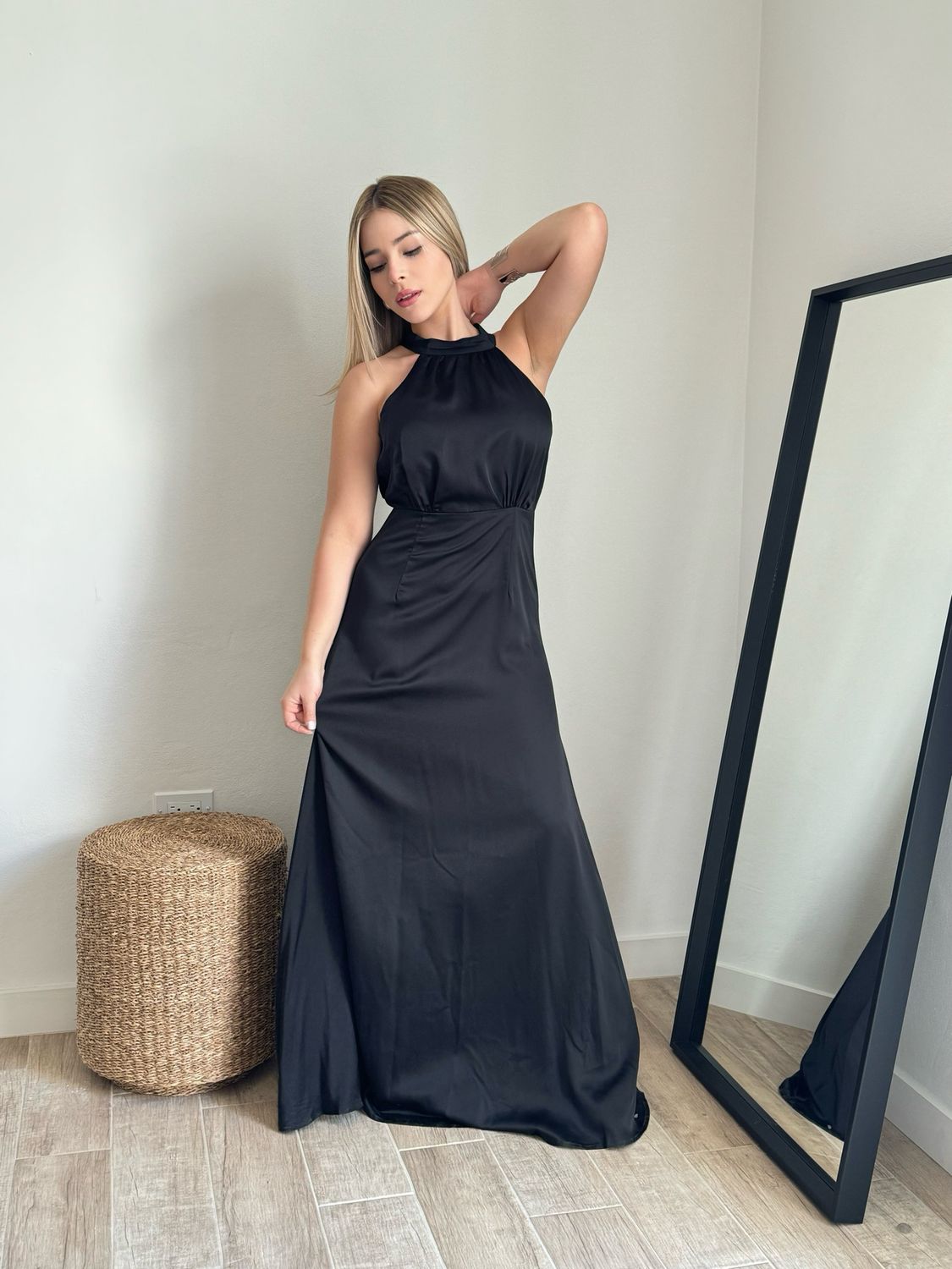 Classy & Fancy Black Halter Maxi Dress