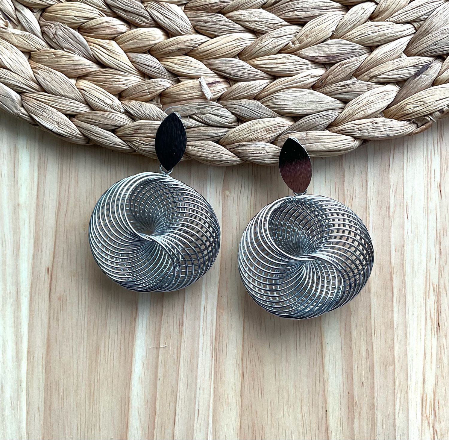 Silver Spiral Hoops