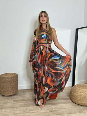 Sunset Vibes One Shoulder Maxi Dress