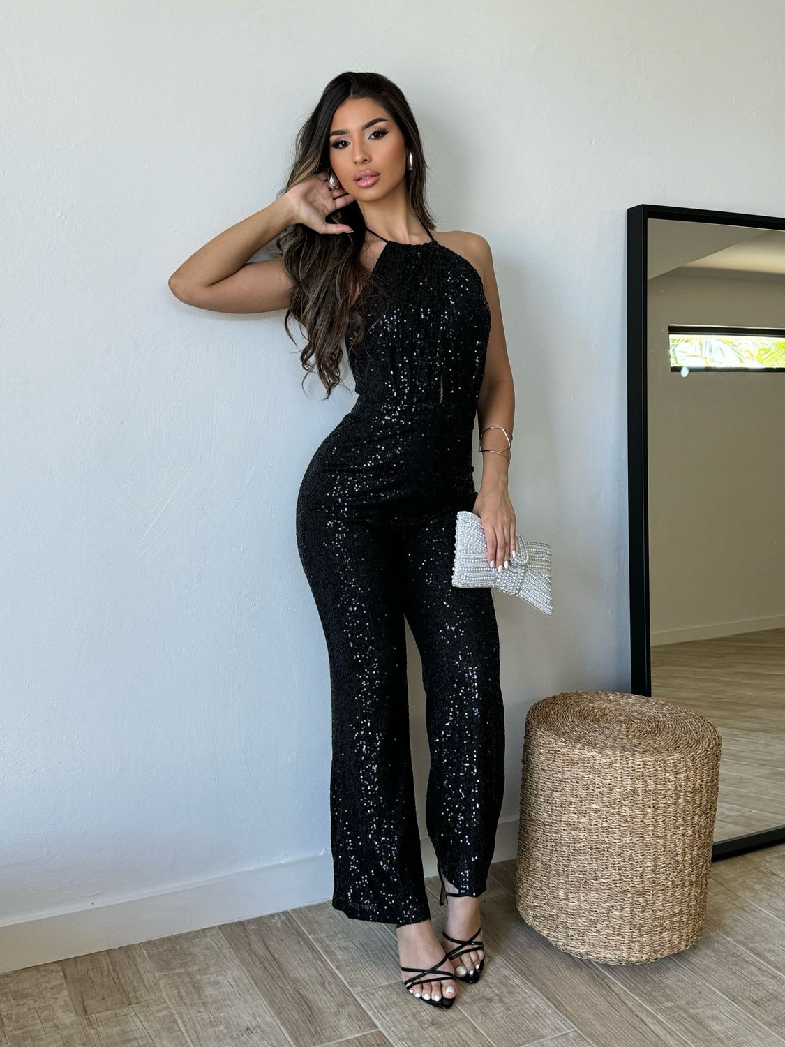 Black Sequins Jumpsuit