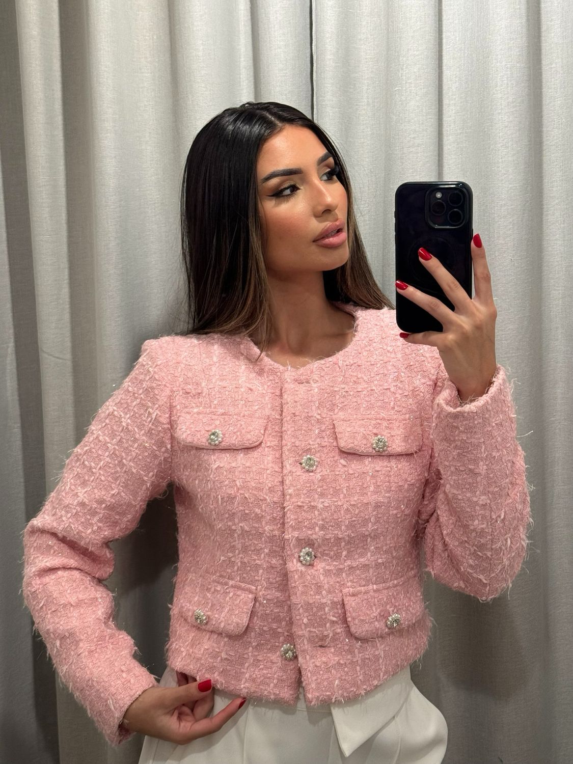 Channel Inspired Pink Tweed Jacket Channel Inspired Pink Tweed Jacket