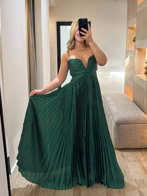 Forest Green Pleated Maxi Dress