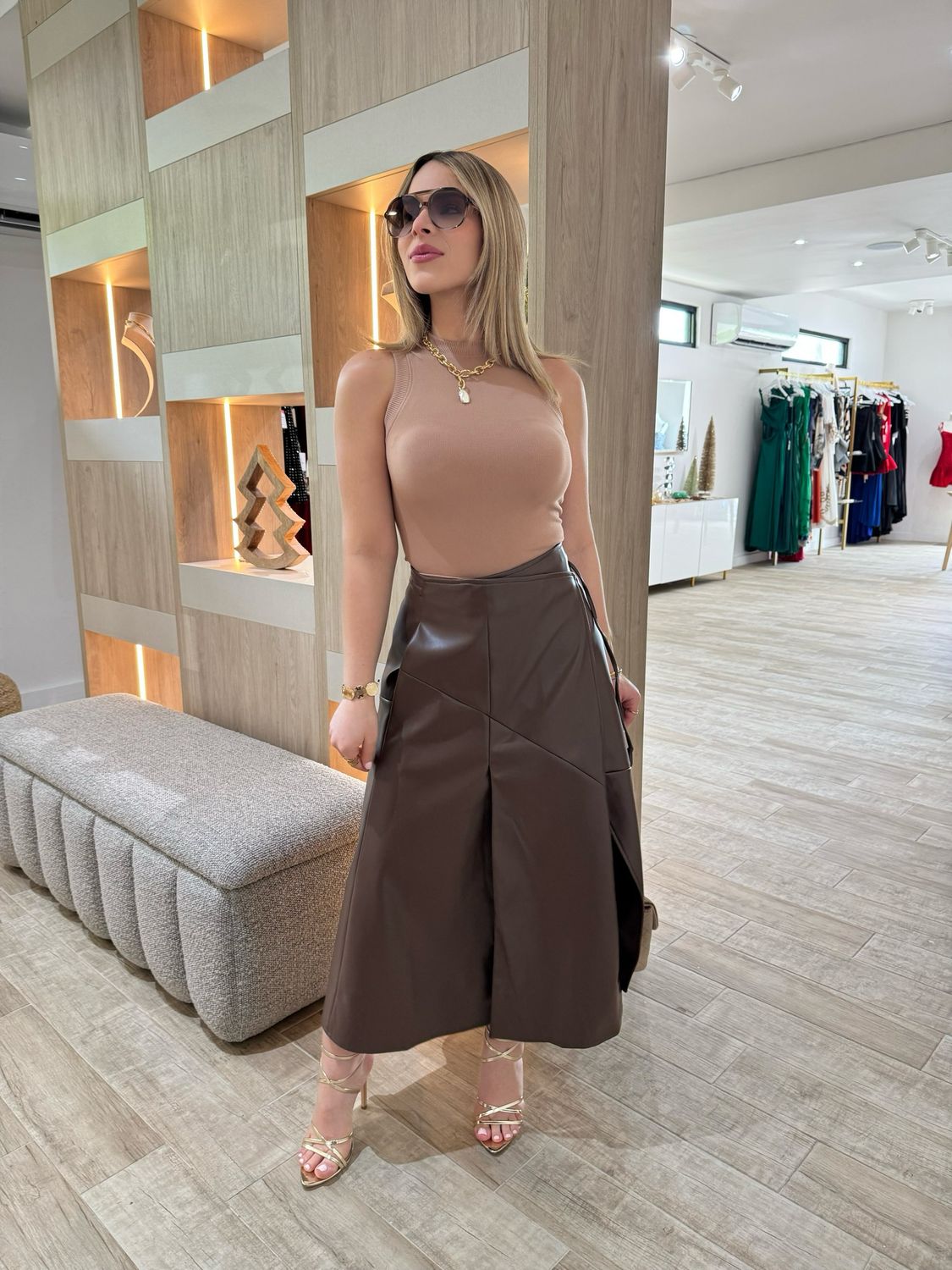 Mocha Moose Faux Leather Skirt