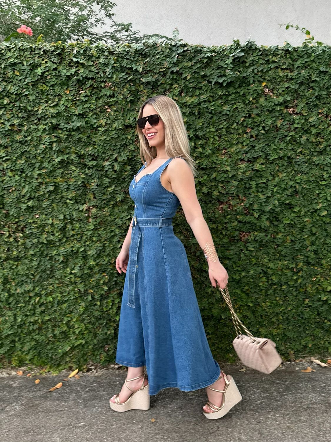 Classic Denim Blue Midi Dress