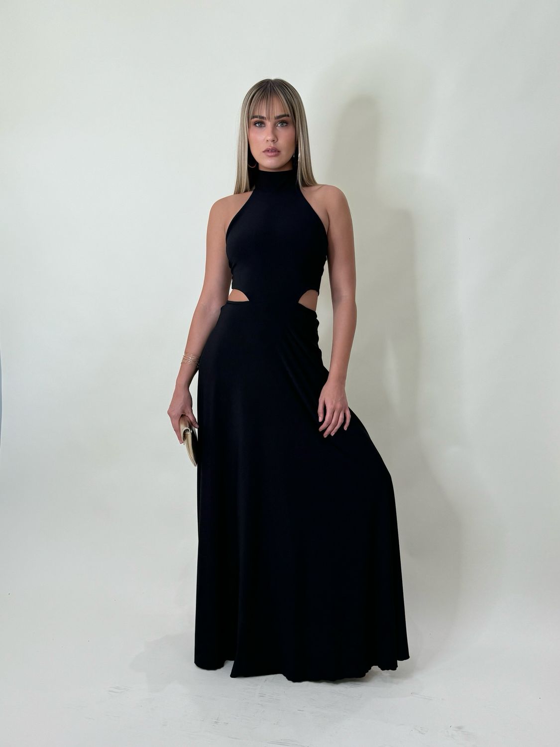 Black Cut Out Maxi Dress By Pía