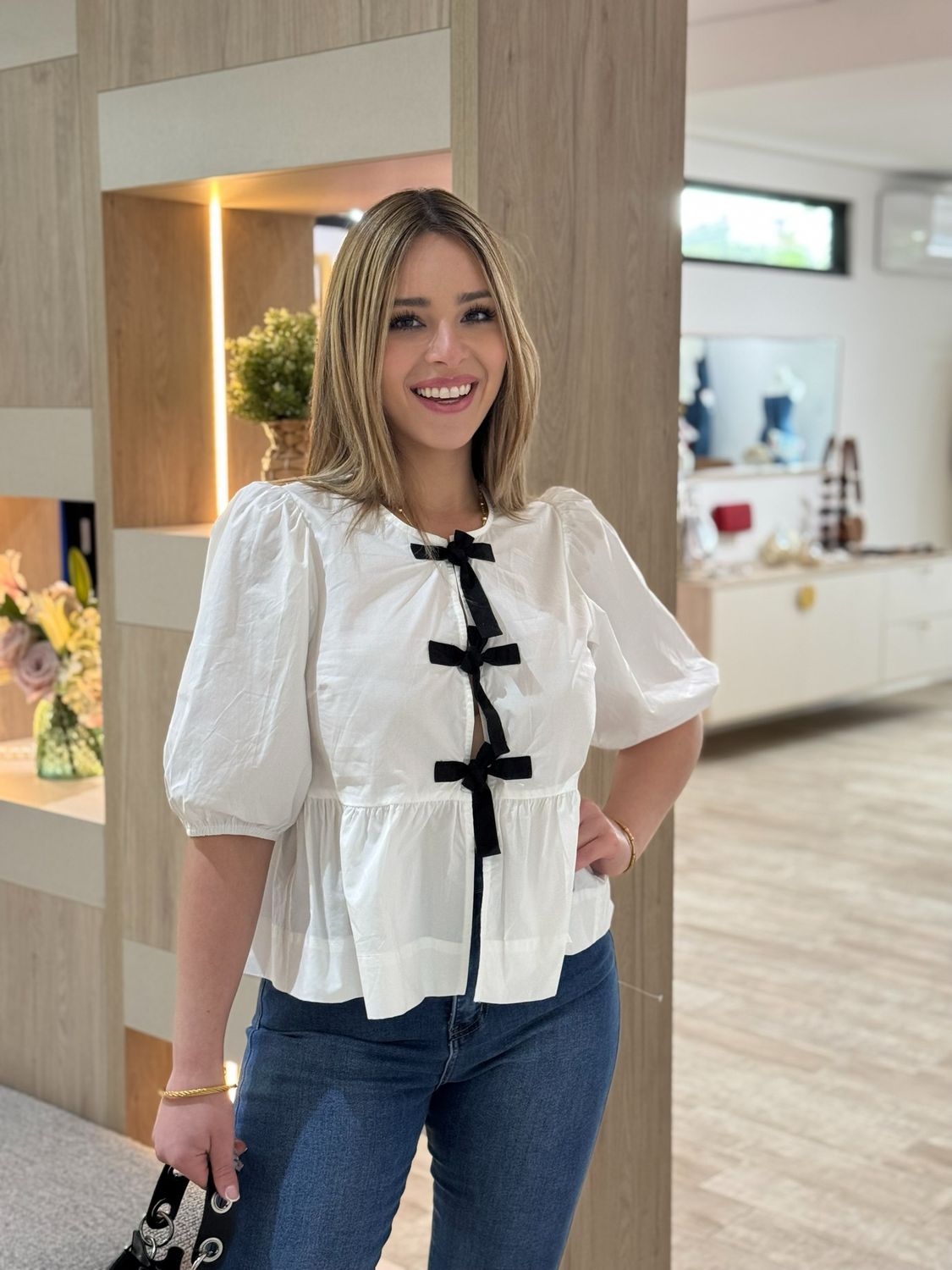 White Coquette Bow Blouse