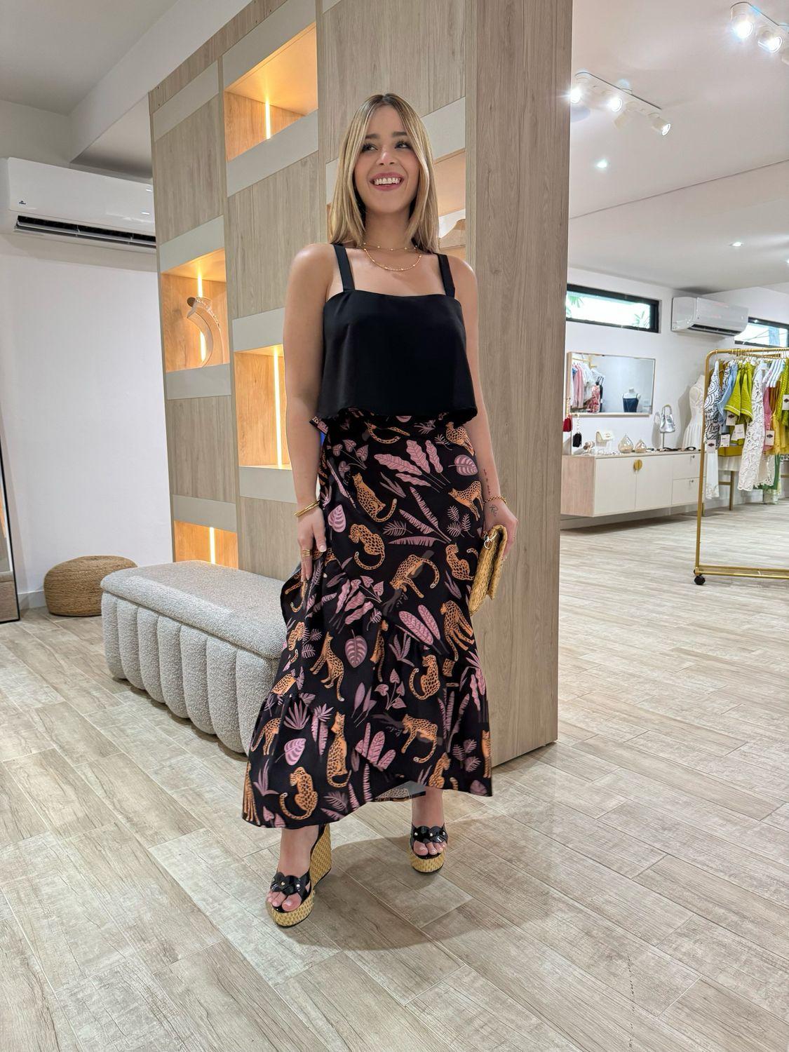 Jungle Black Top & Maxi Skirt Set By PB