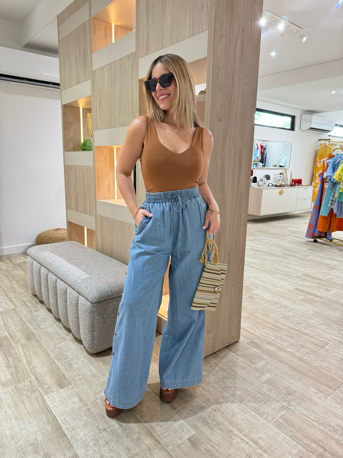 Washed Denim Relax Pants
