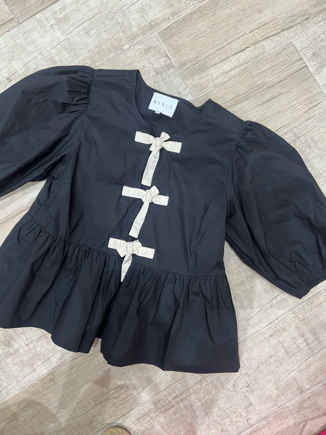 Black Ivory Bows Blouse