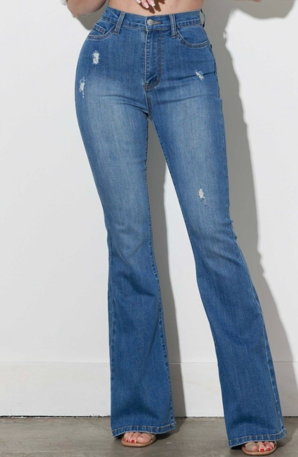 Medium Stone Flare Jeans