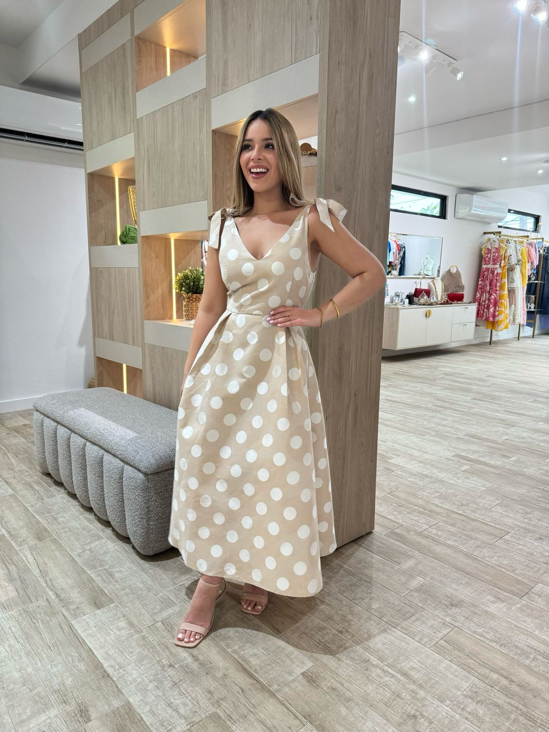 Nude Classic Polka Dots Midi Dress