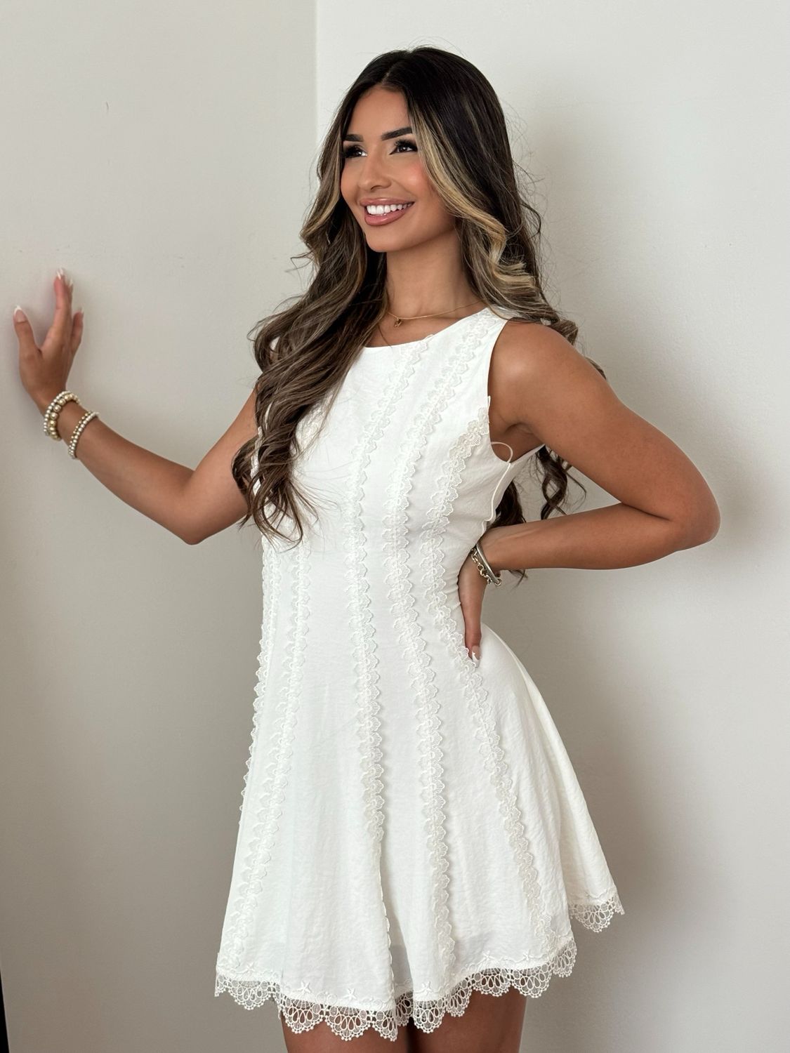 White Lace Fit & Flare Dress