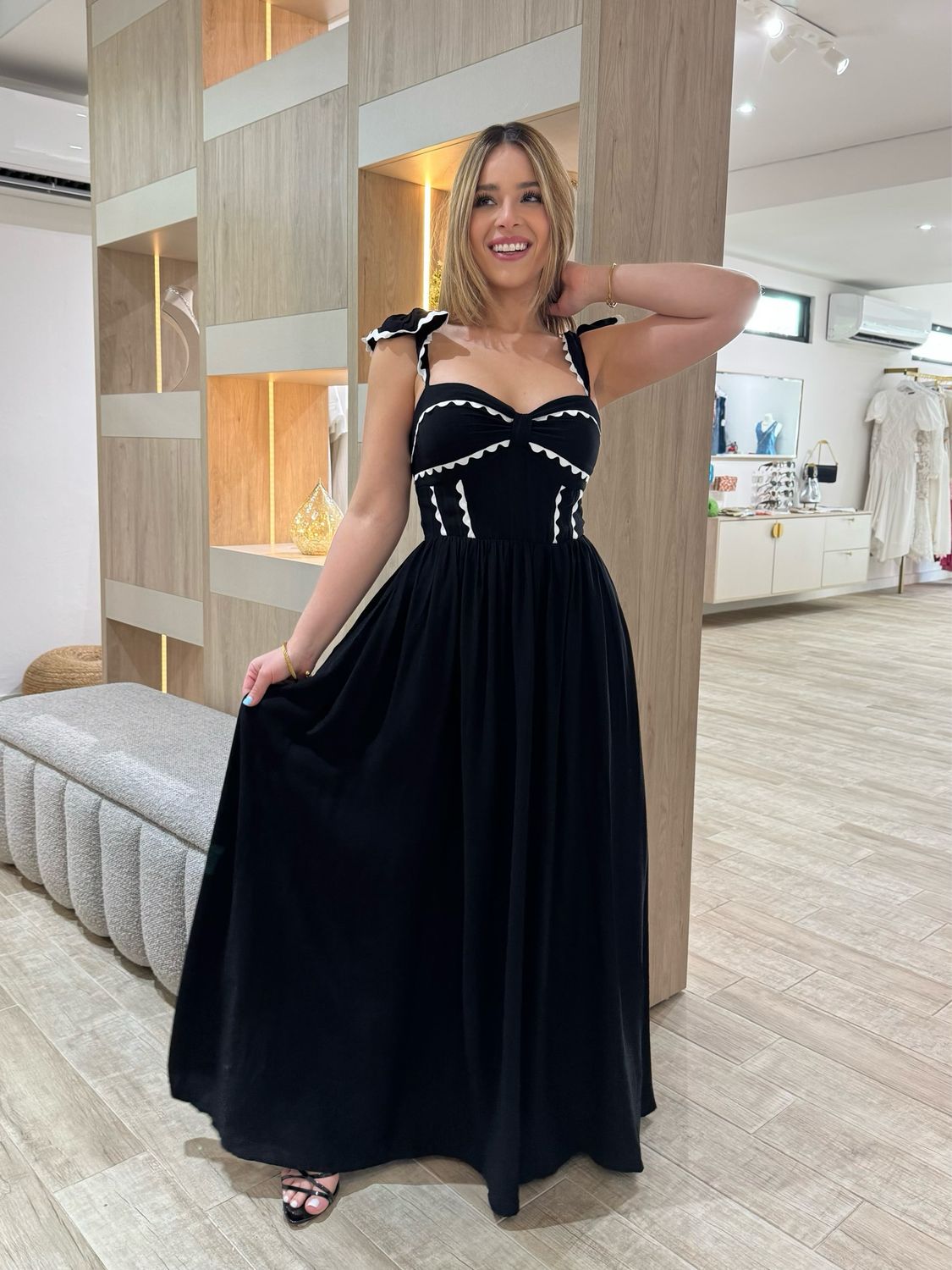 Valentina Black & White Maxi Dress