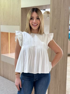 White Pleats Delicate Blouse