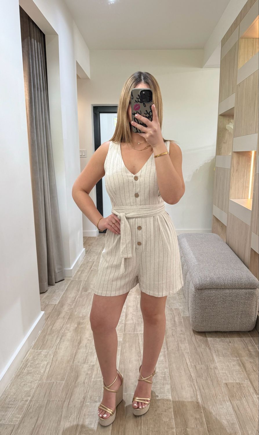 Sand With Black Stripes Romper