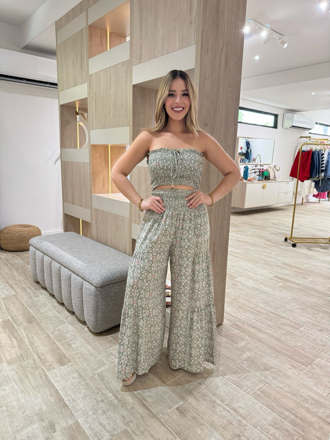 Olive Pink Floral Top & Pants Set