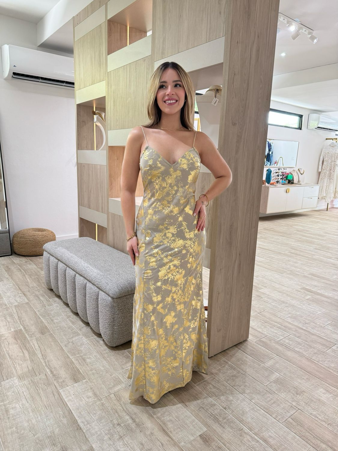 Metallic Gold Resort Maxi Dress