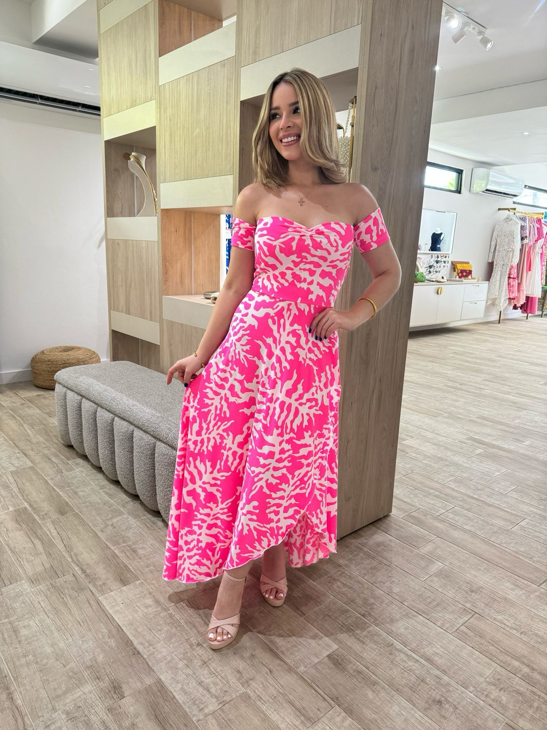 Pink Island Off-Shoulder Maxi Dress By Pía