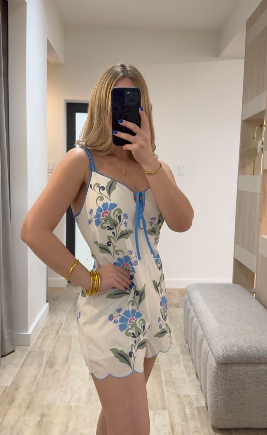 Floral Breeze White Romper