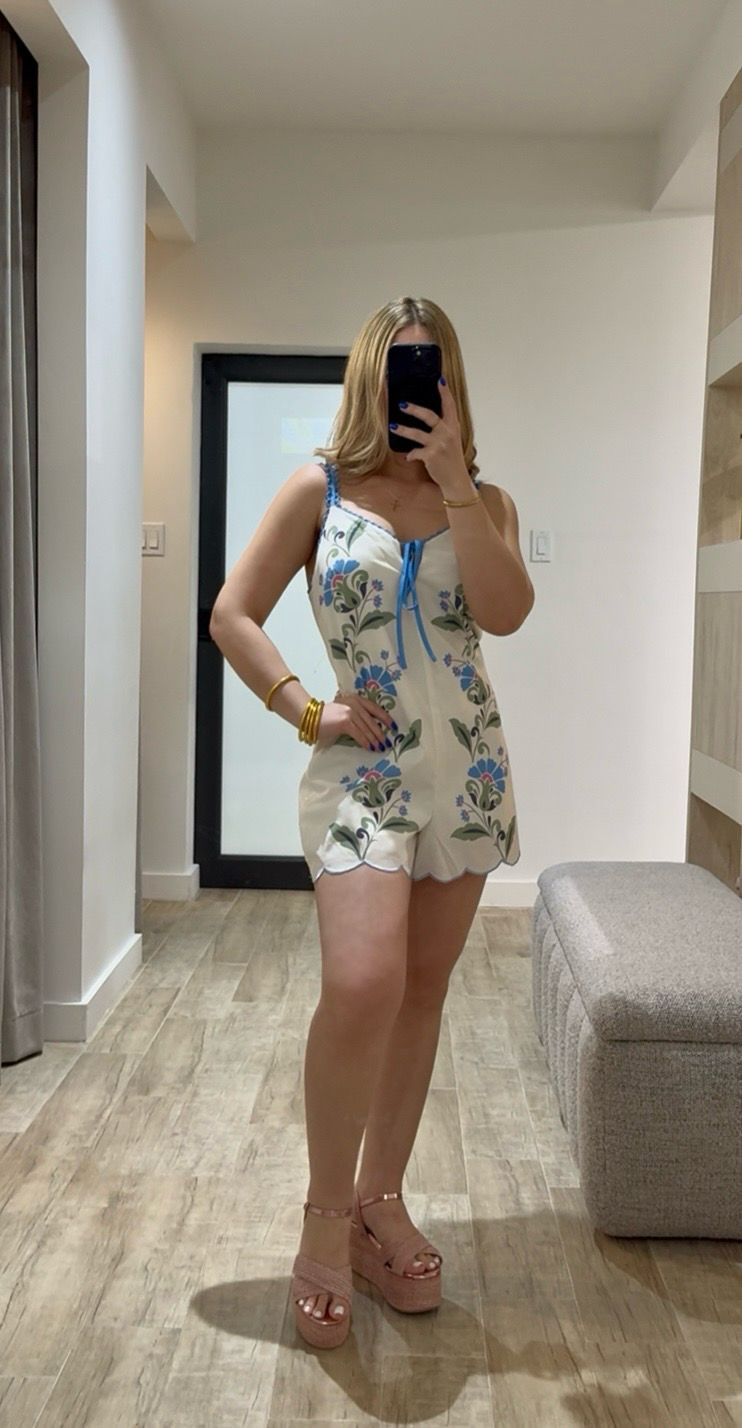 Floral Breeze White Romper