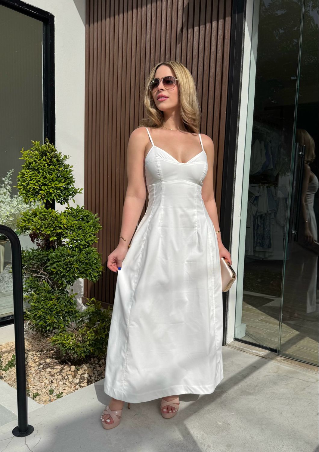 Classic White Midi Dress