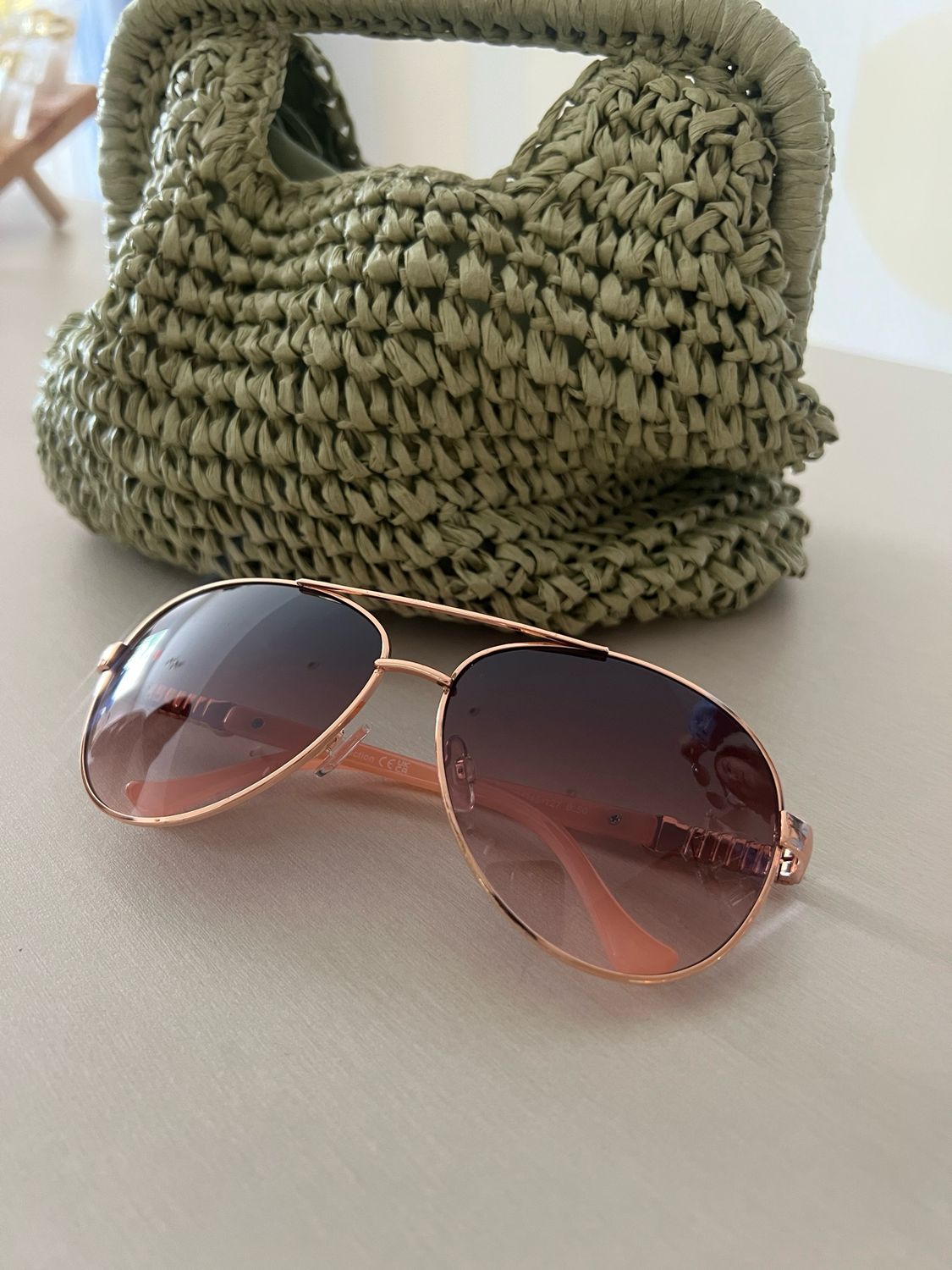 Rose Metallic Aviator Sunglasses