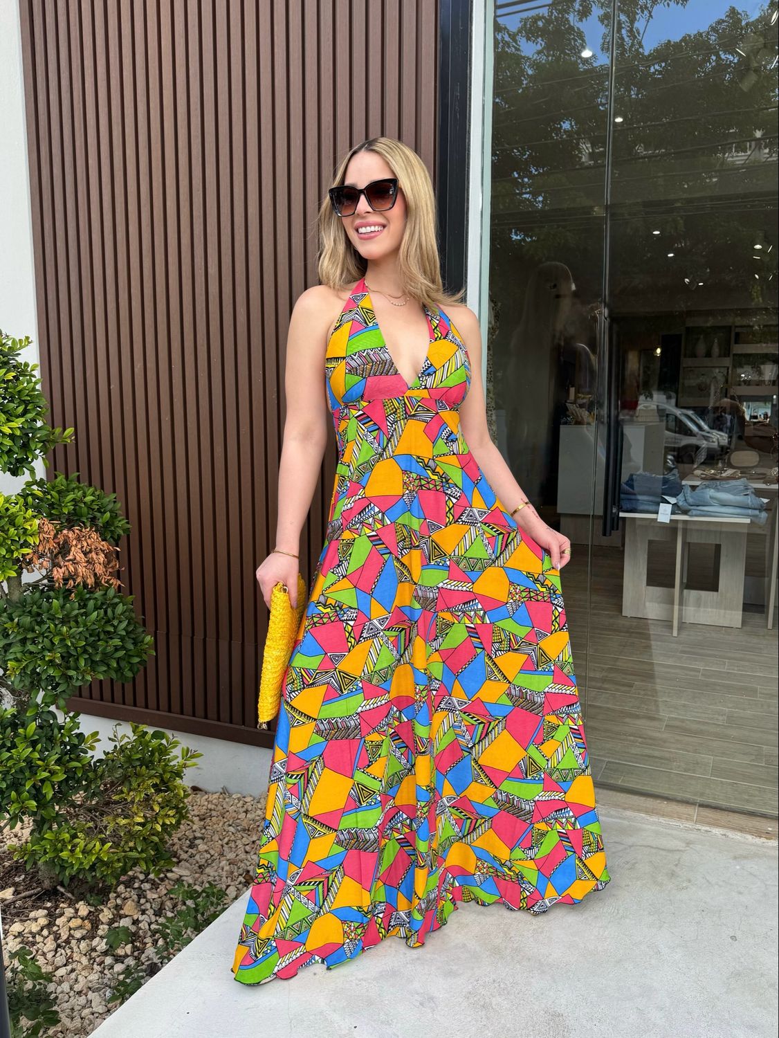 Multicolor Halter Maxi Dress By Marena