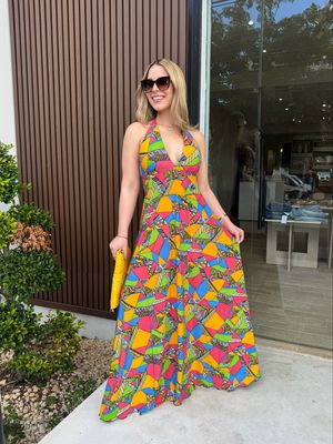 Multicolor Halter Maxi Dress By Marena
