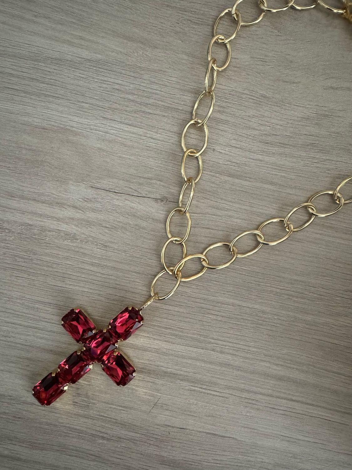 Red Wine Cross Necklace