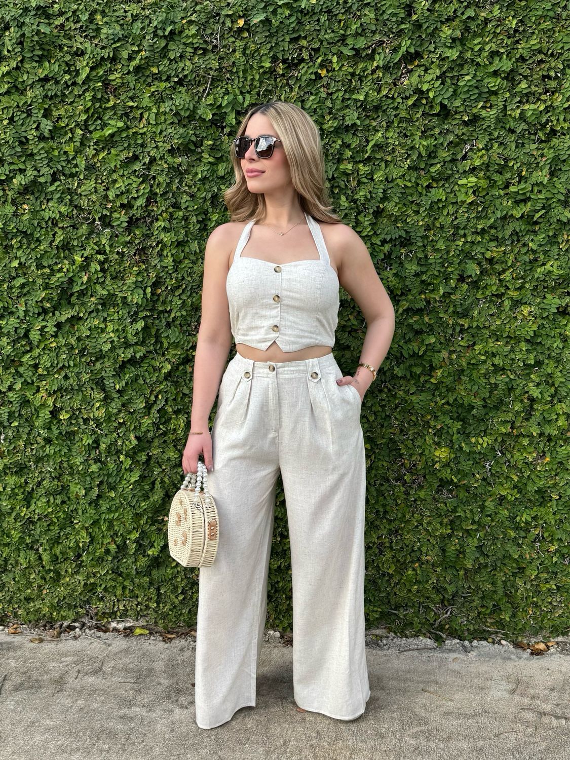 Arena Linen Halter Top & Pants Set