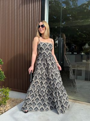 Classic Black & White Maxi Dress