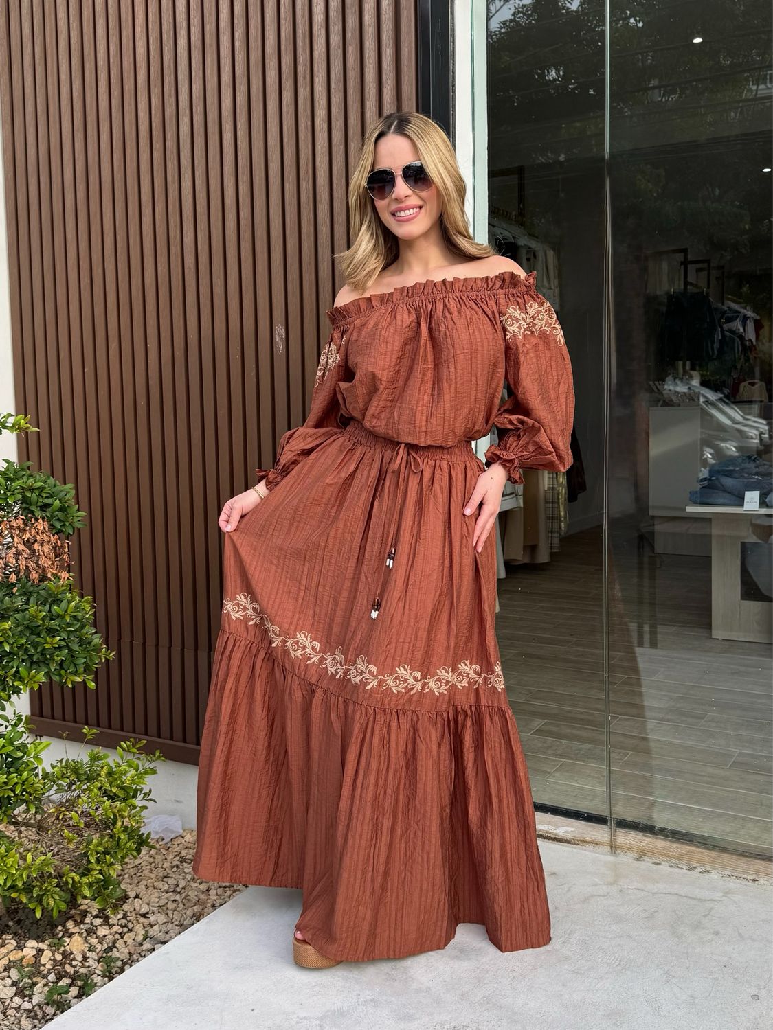 Cocoa Boho Top & Maxi Skirt Set