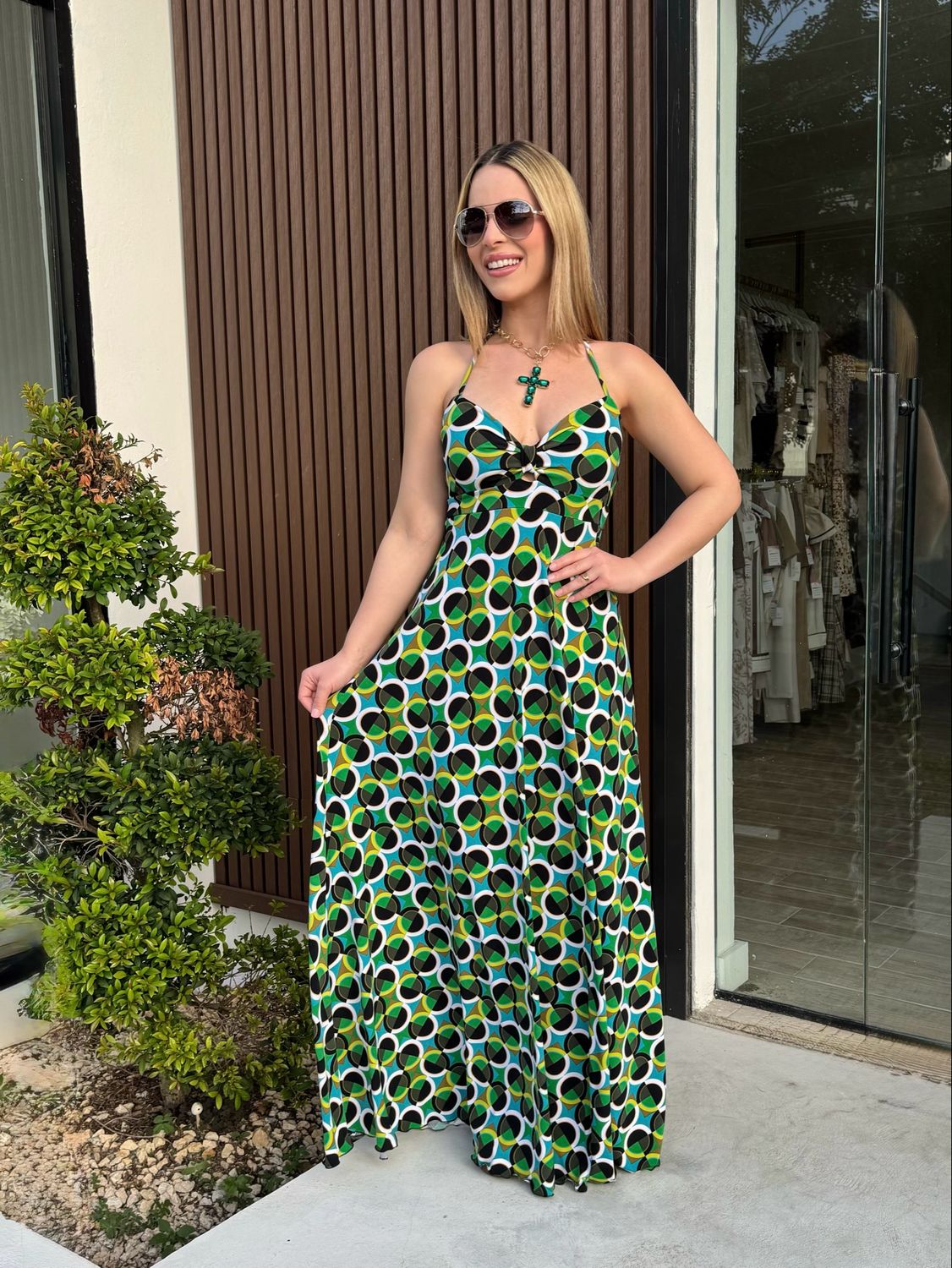 Retro Green Maxi Dress By Pía