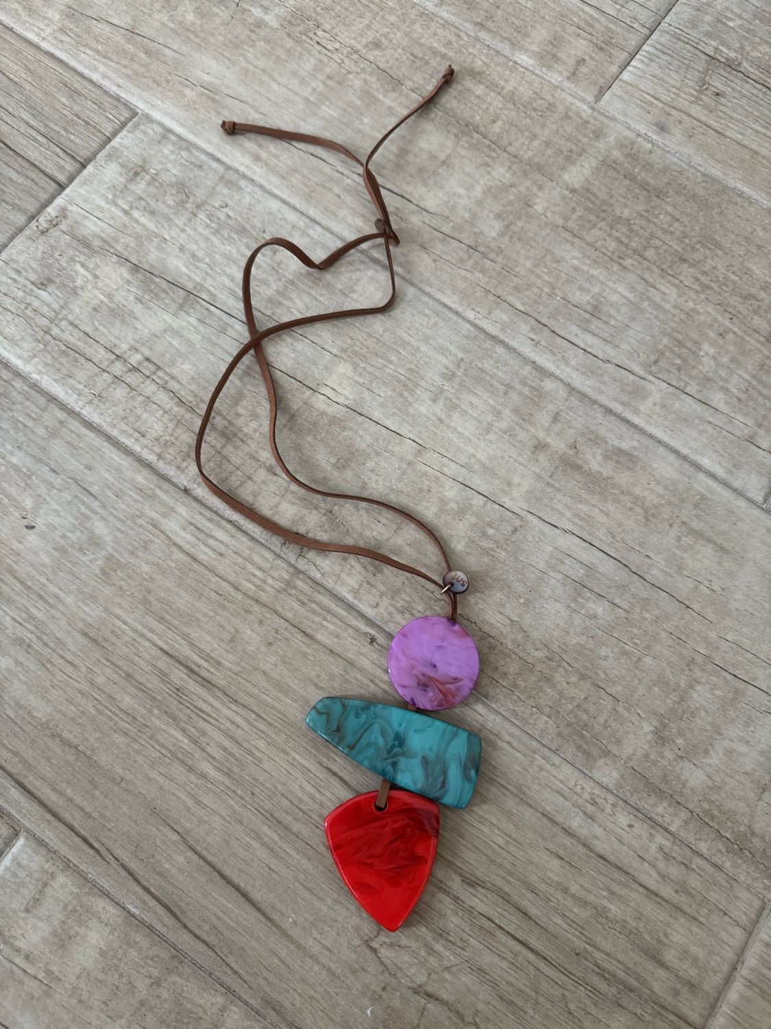 Three Tone Marble Pendant Necklace