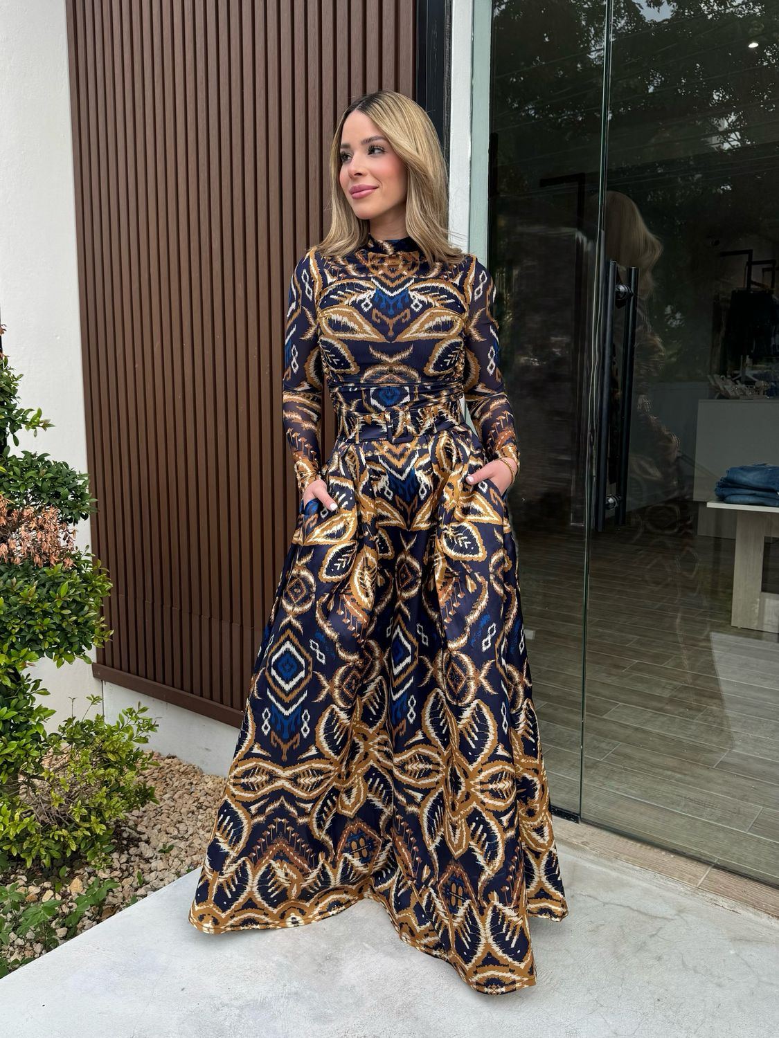 Golden Sapphire Top & Maxi Skirt Set
