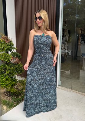 Timeless Blue Strapless Dress By Marena