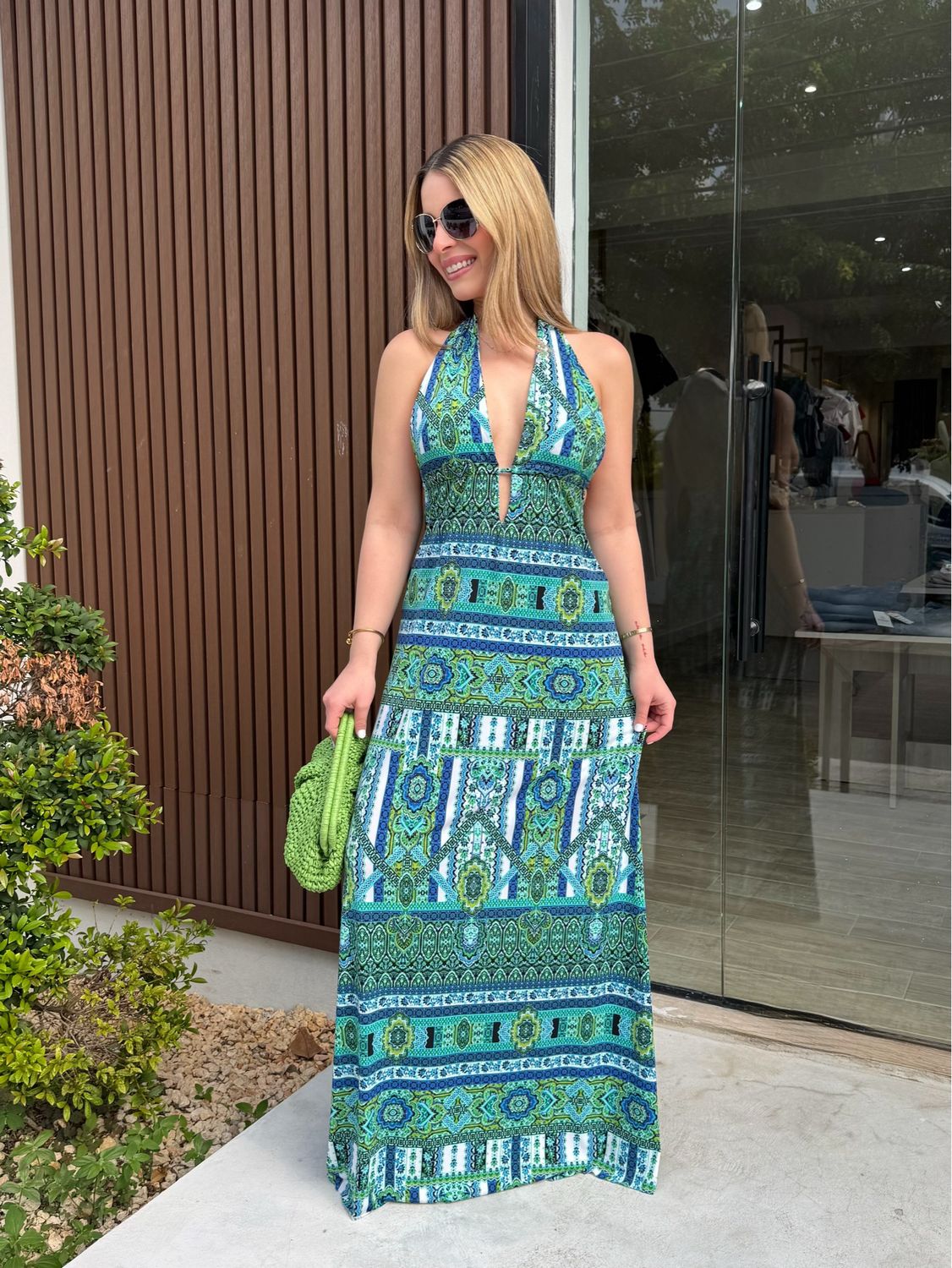Bohemian Green Cut Out Maxi Dress