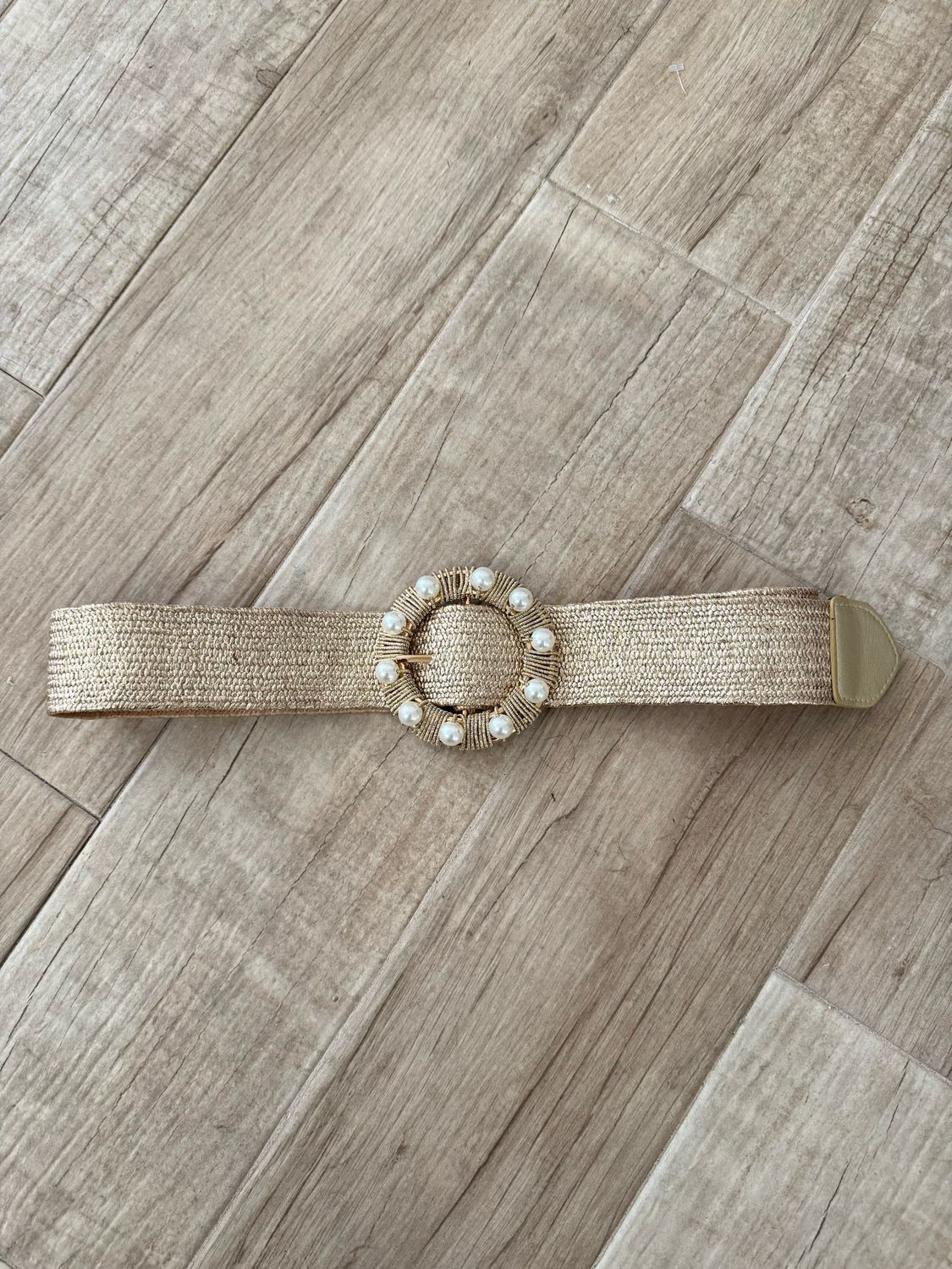 Gold Raffia & Pearls Belt