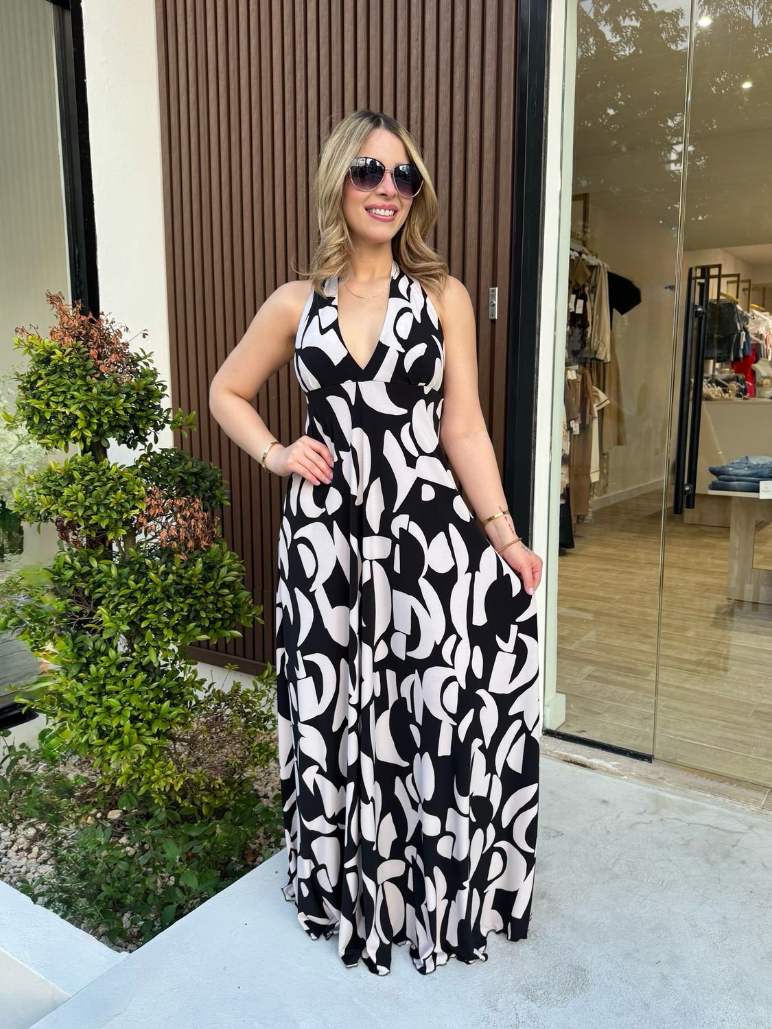 Black Ivory Abstract Maxi Dress By Marena