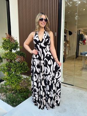 Black Ivory Abstract Maxi Dress By Marena