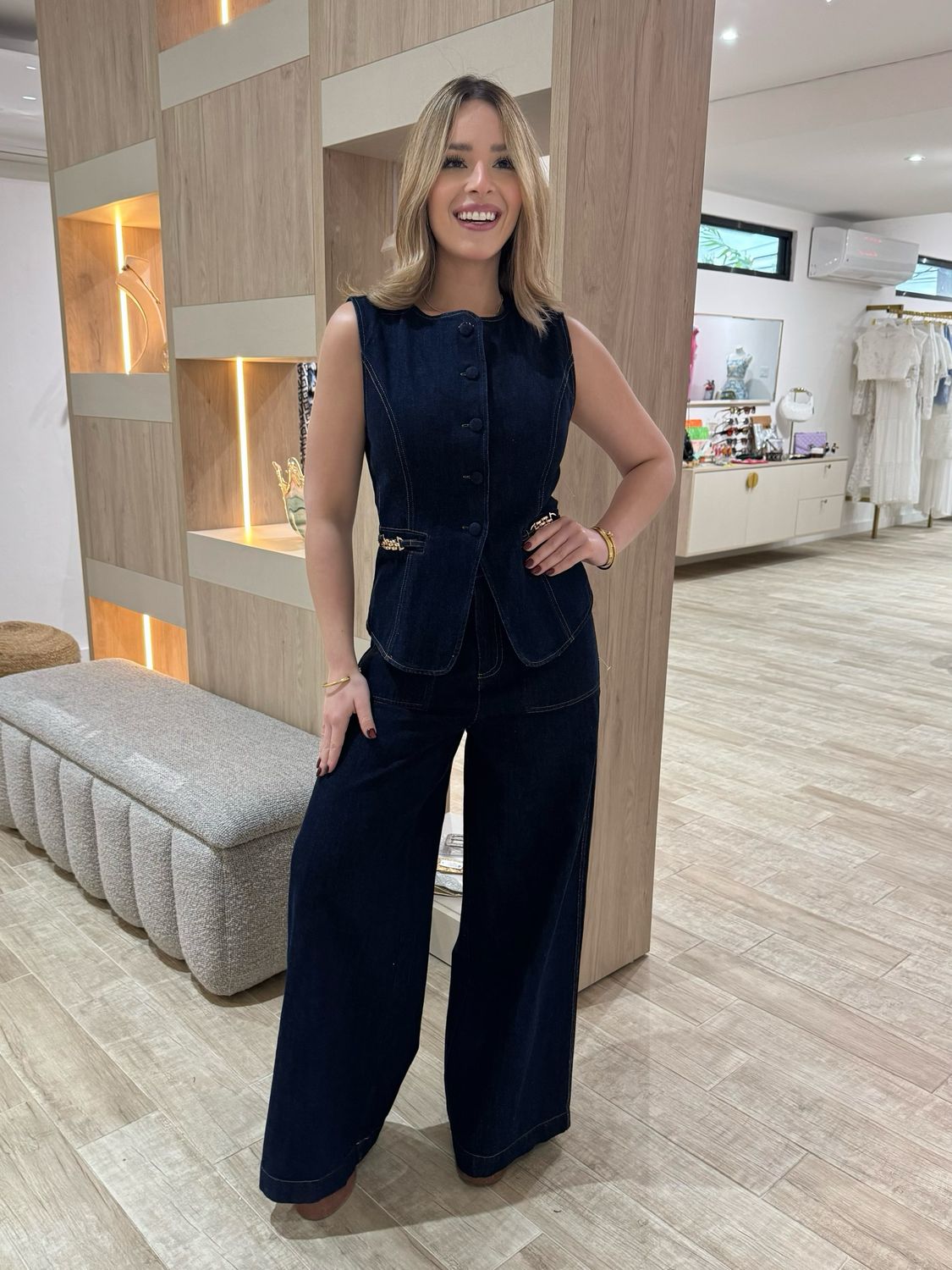 Dark Denim Executive Vest & Pant Set