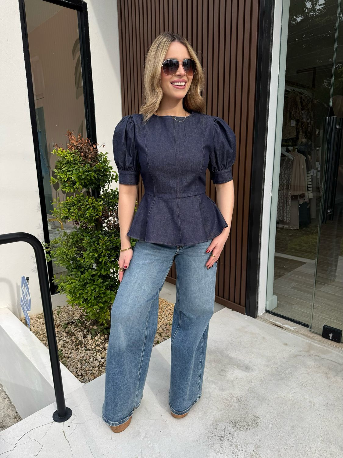 Dark Denim Peplum Top
