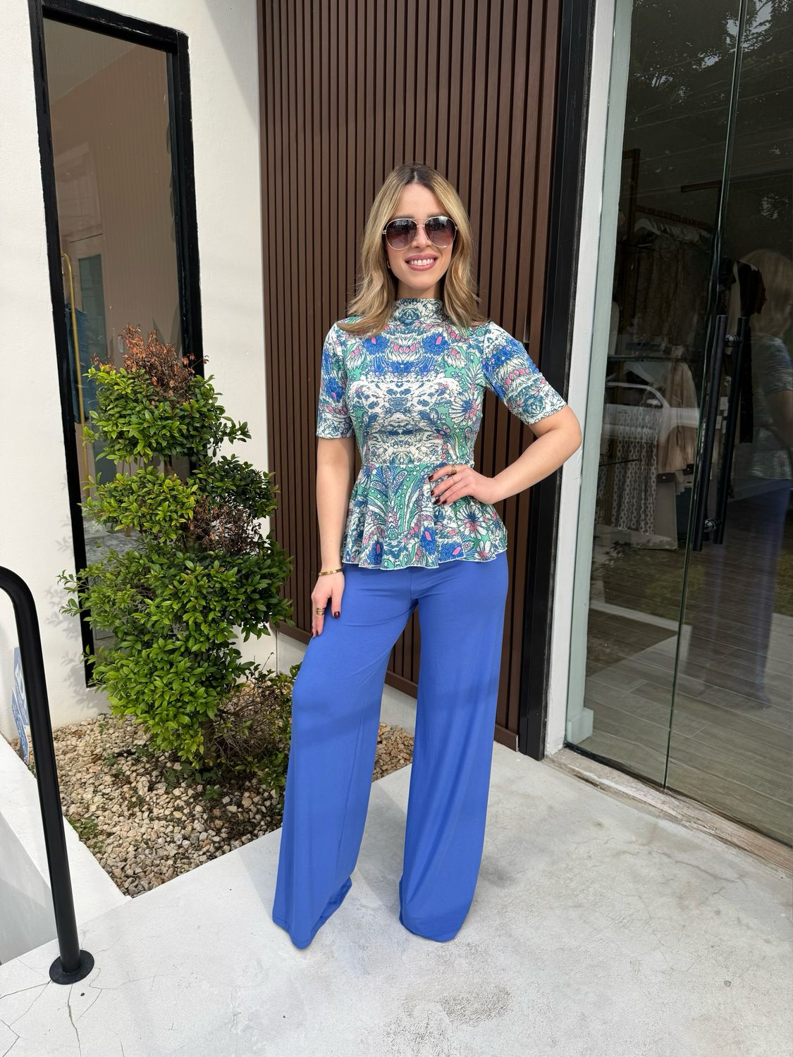 Blue Highwaisted Pants By Pía